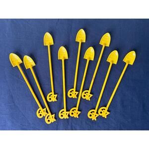 Vintage Seagram's Golden 49ers Swizzle Sticks with Shovel - set of 9